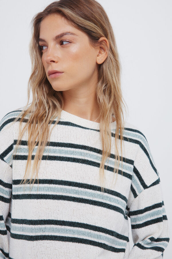 Springfield Camisola chenille risca dupla verde