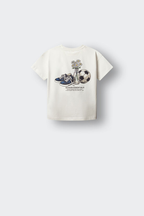 Springfield Kids T-shirt de manga curta de futebol vintage para menino bege