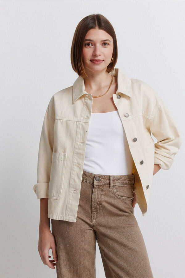 Springfield Casaco oversized em denim castanho