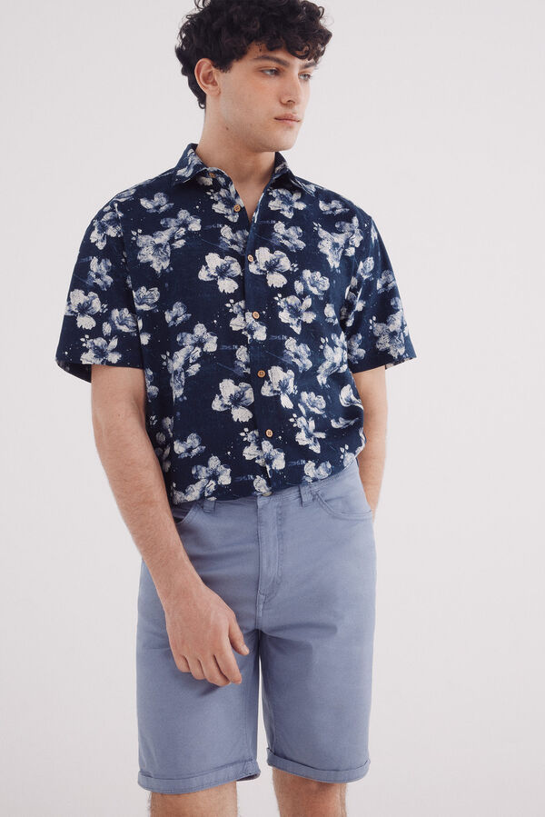 Springfield Bermuda cor clara lavada slim fit azul