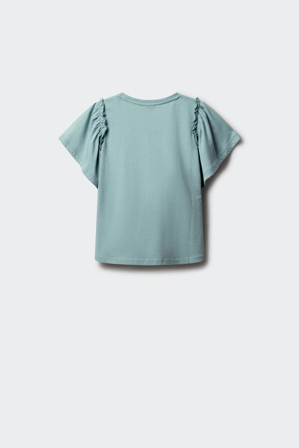 Springfield Kids T-shirt manga curta com folhos para menina verde