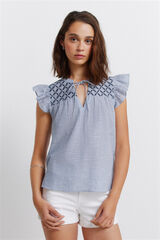 Springfield Blusa com folhos em plumeti azul
