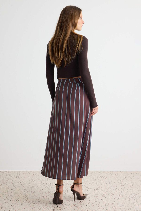 Trendyol Saia midi &agrave;s riscas cru