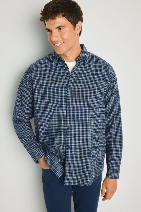 Jack & Jones Camisa aos quadrados azul