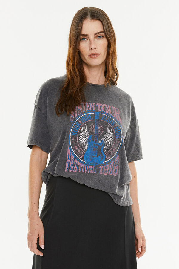 Systemaction T-shirt posicional de guitarra cinzento