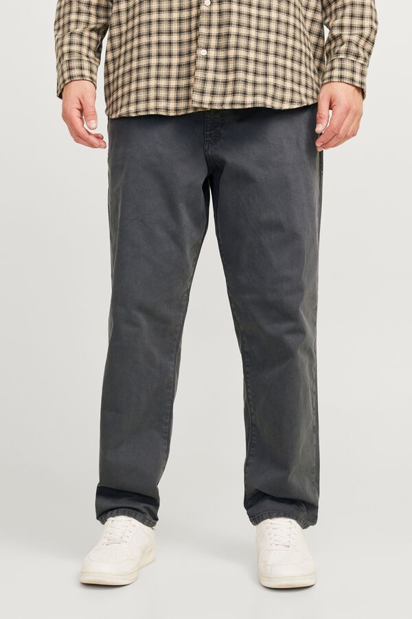 Jack & Jones PLUS Cal&ccedil;a baggy em algod&atilde;o cinzento