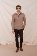 Celopman Camisa gola polo com vivo bege