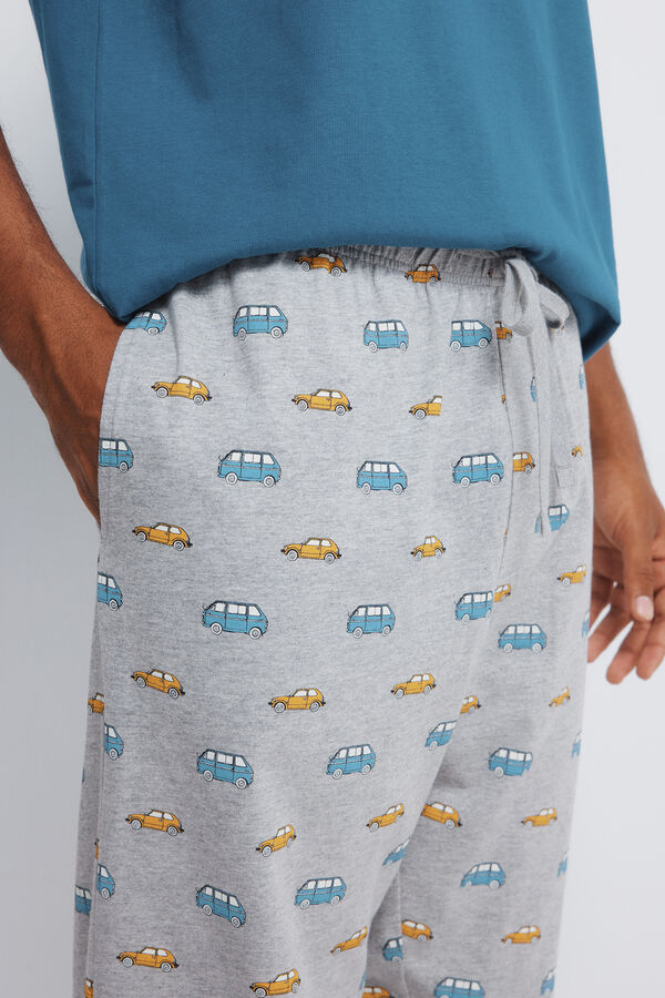 Springfield Pijama comprido longo de manga raglan com calça de carro azul