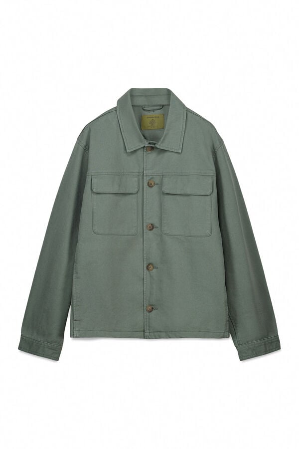 Springfield Sobrecamisa overshirt fit em algod&atilde;o verde