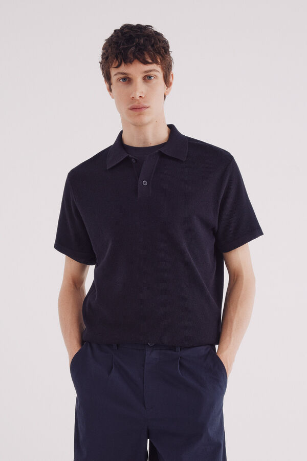 Springfield Jersey manga corta estructura cuello polo azul