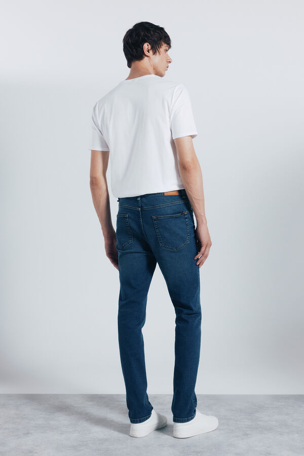 Springfield Calça jeans skinny fit tingida azul