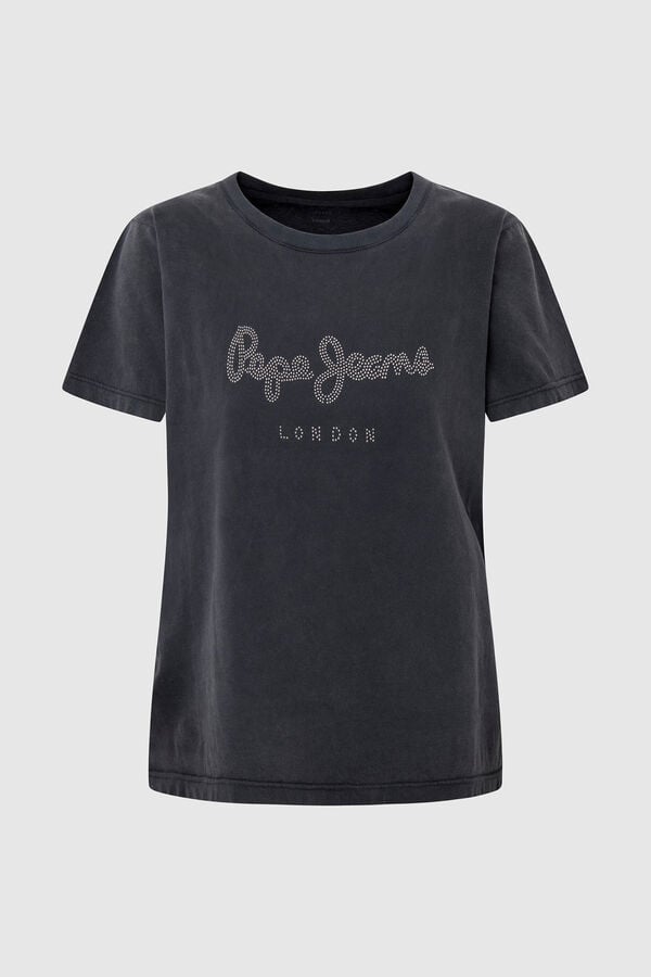Springfield T-shirt Algodão com Logo Strass preto