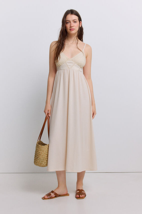 Vestido midi tirantes crochet