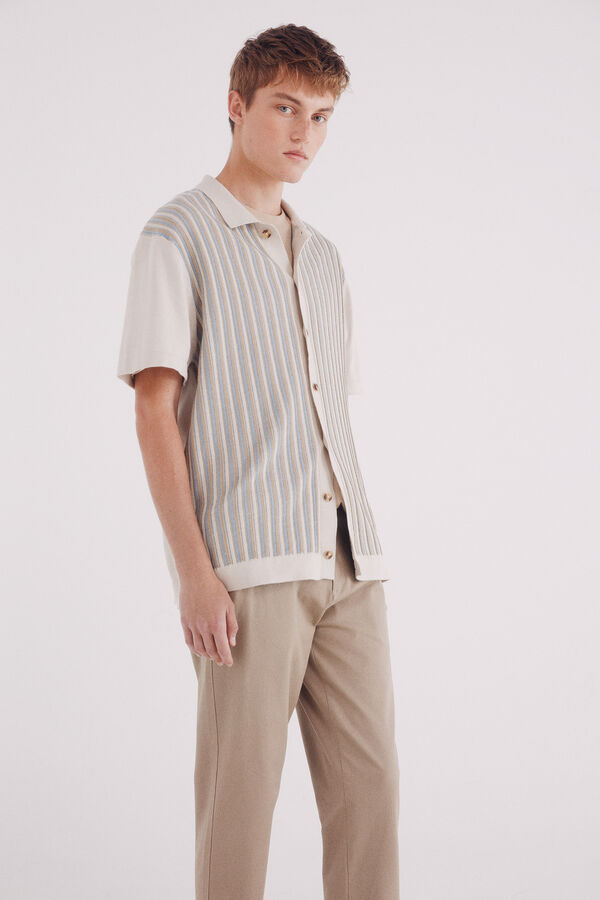 Springfield Calça calças chino slim fit com micro estampa cru