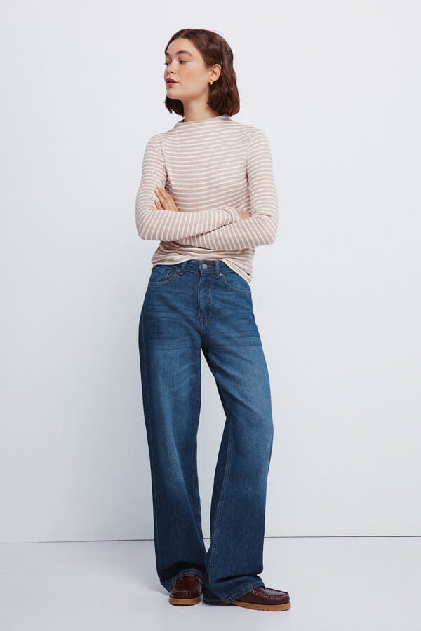 Springfield T-shirt Perkins com gola macia cru