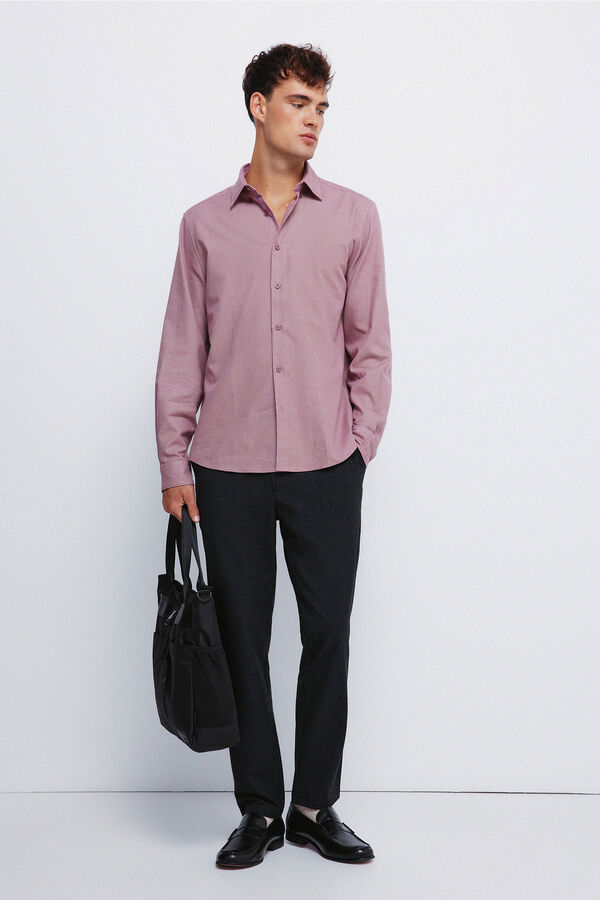 Springfield Camisa social estruturada bicolor rosa