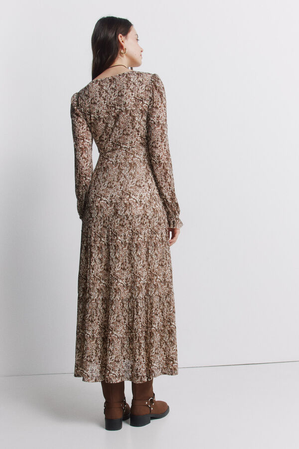Springfield Vestido midi estampado castanho