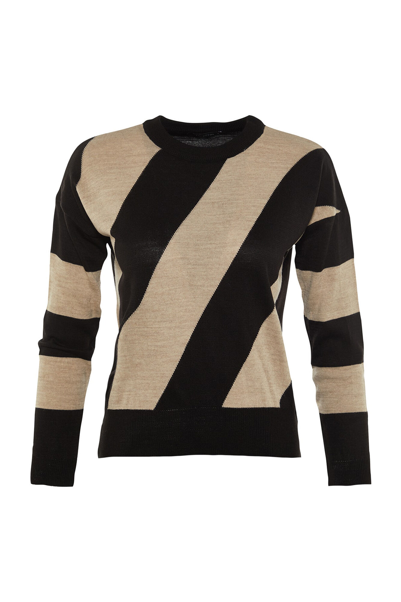 Trendyol Camisola de malha &agrave;s riscas com gola redonda