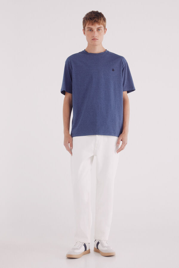Springfield Micro stripe woven t-shirt blue