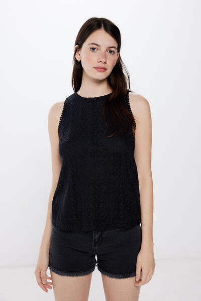 Springfield Top estrutura crochet preto