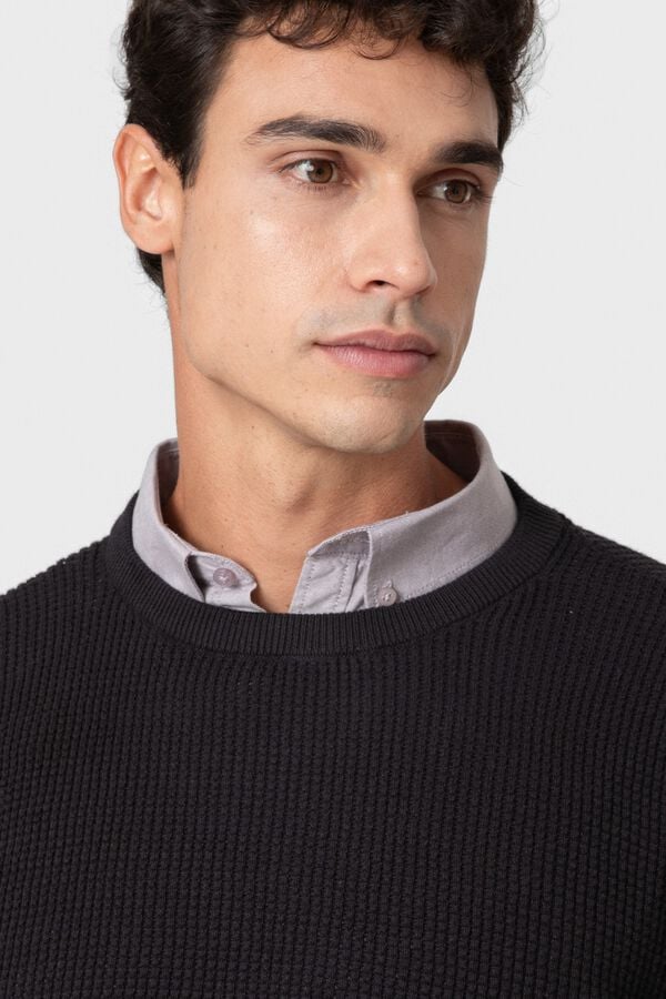 Celopman Round neck basic jumper black