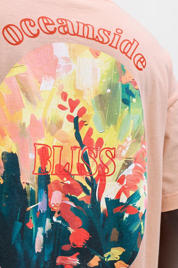 Jack & Jones T-shirt loose em algod&atilde;o rosa