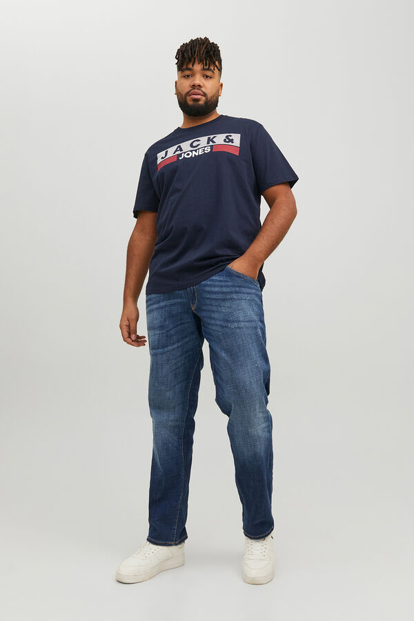 Jack & Jones PLUS T-shirt b&aacute;sica logo azul