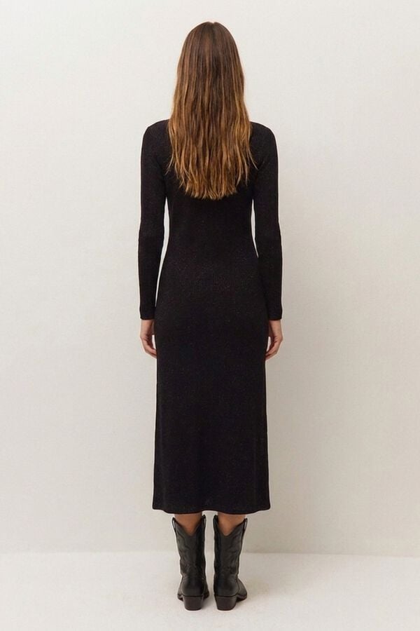 Systemaction Vestido midi canelado preto