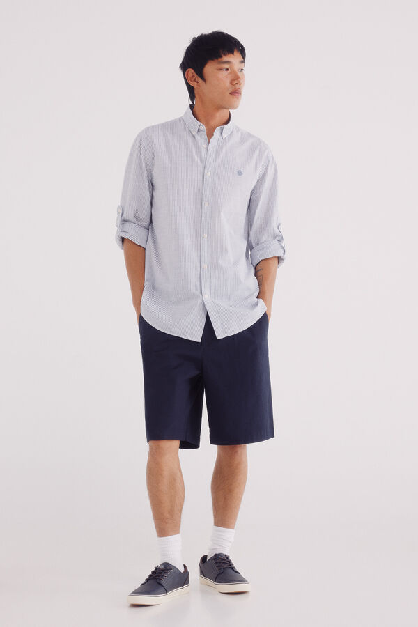 Springfield Camisa cotton slub rayas azul