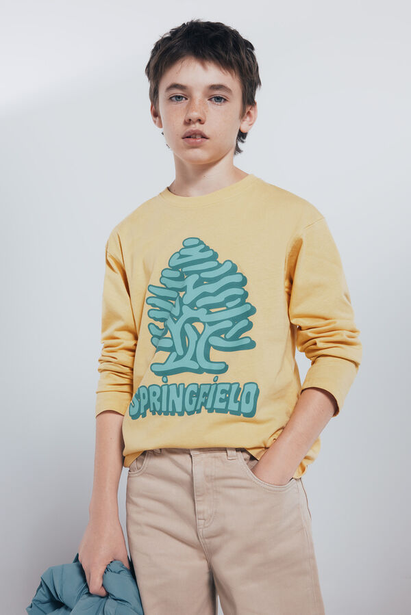 Springfield Kids Camiseta de manga larga amarilla árbol niño amarillo
