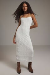 Trendyol Vestido midi de al&ccedil;as em crochet branco