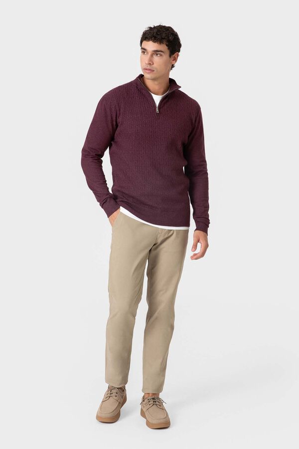Celopman Camisola de n&oacute;s com fecho-&eacute;clair vermelho
