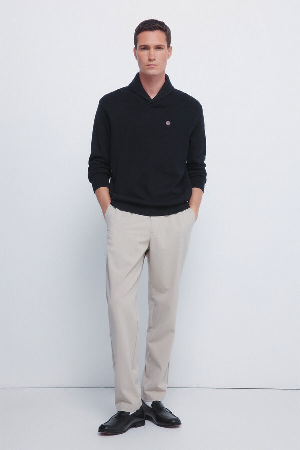 Springfield Tuxedo neck jumper blue