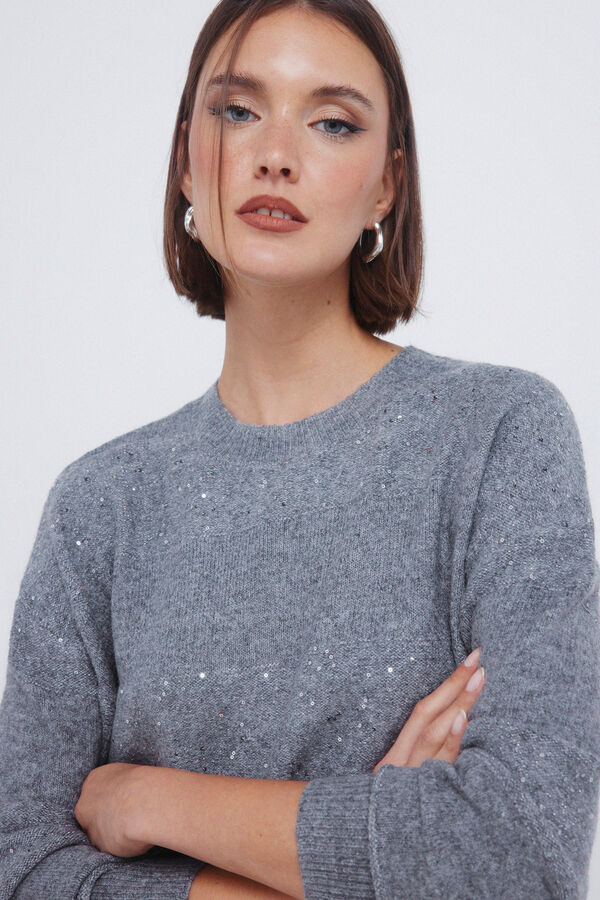 Springfield Camisola riscas com lantejoulas preto