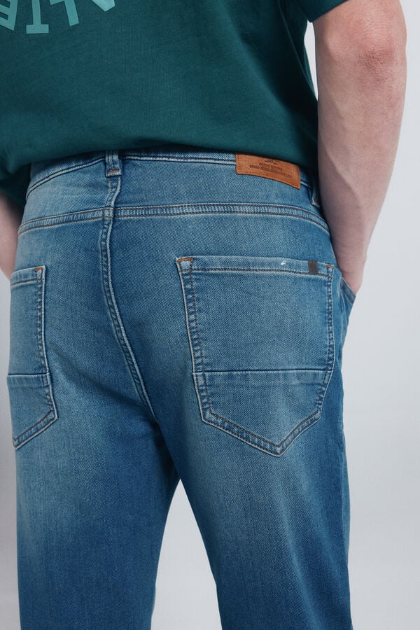 Springfield Calça jeans slim fit de malha denim azul