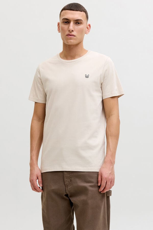 Jack & Jones T-shirt slim fit em algod&atilde;o com logo &iacute;cone cinzento