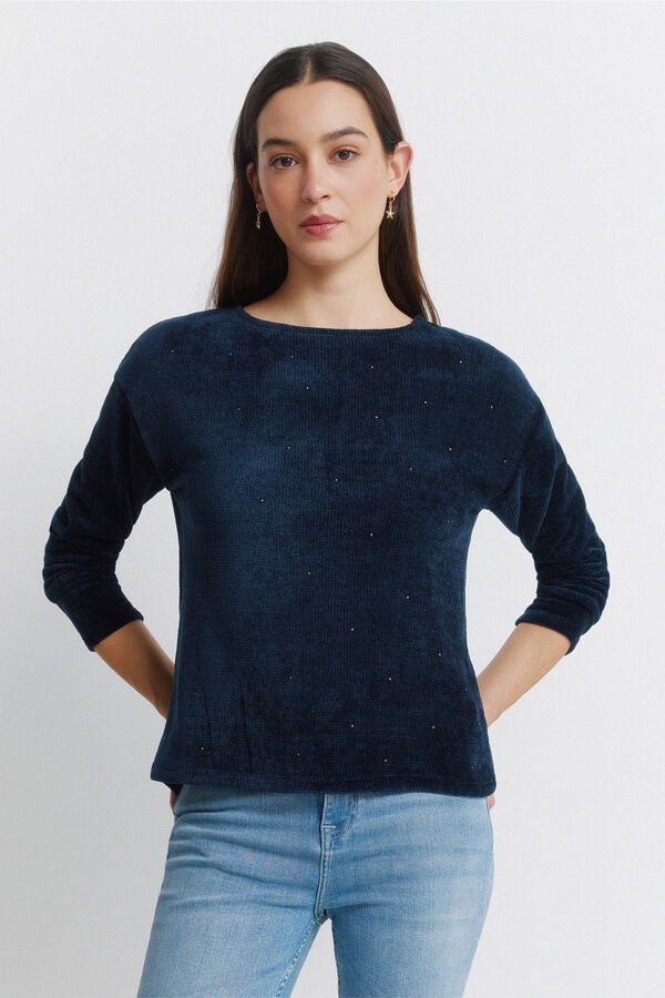 Springfield T-shirt cravejada de chenille azul