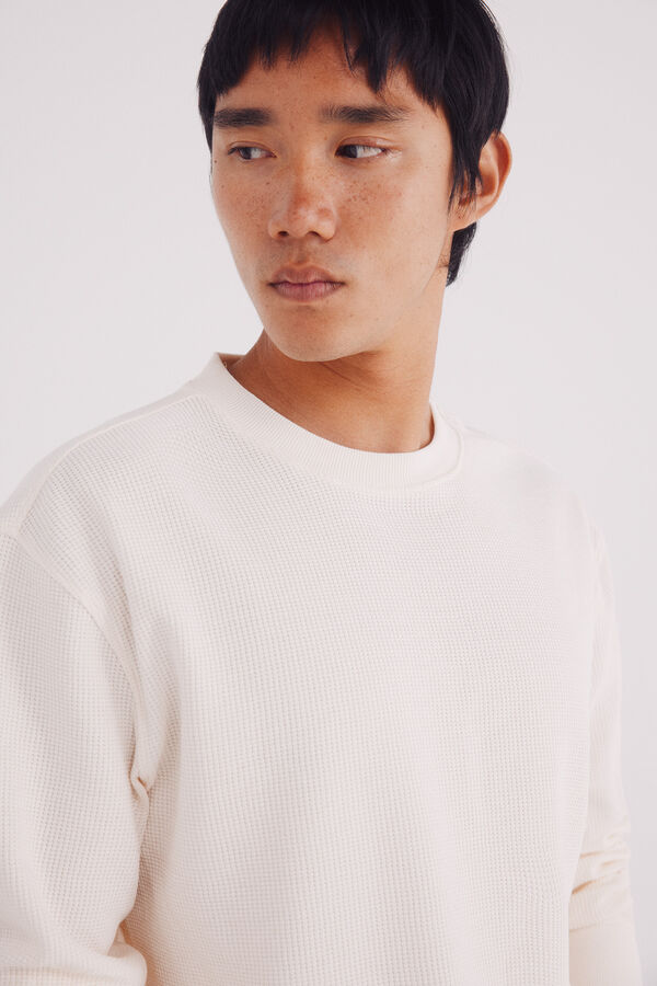Springfield T-shirt waffle de manga comprida branco
