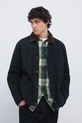 Springfield Parka xadrez com gola de veludo cotelê verde