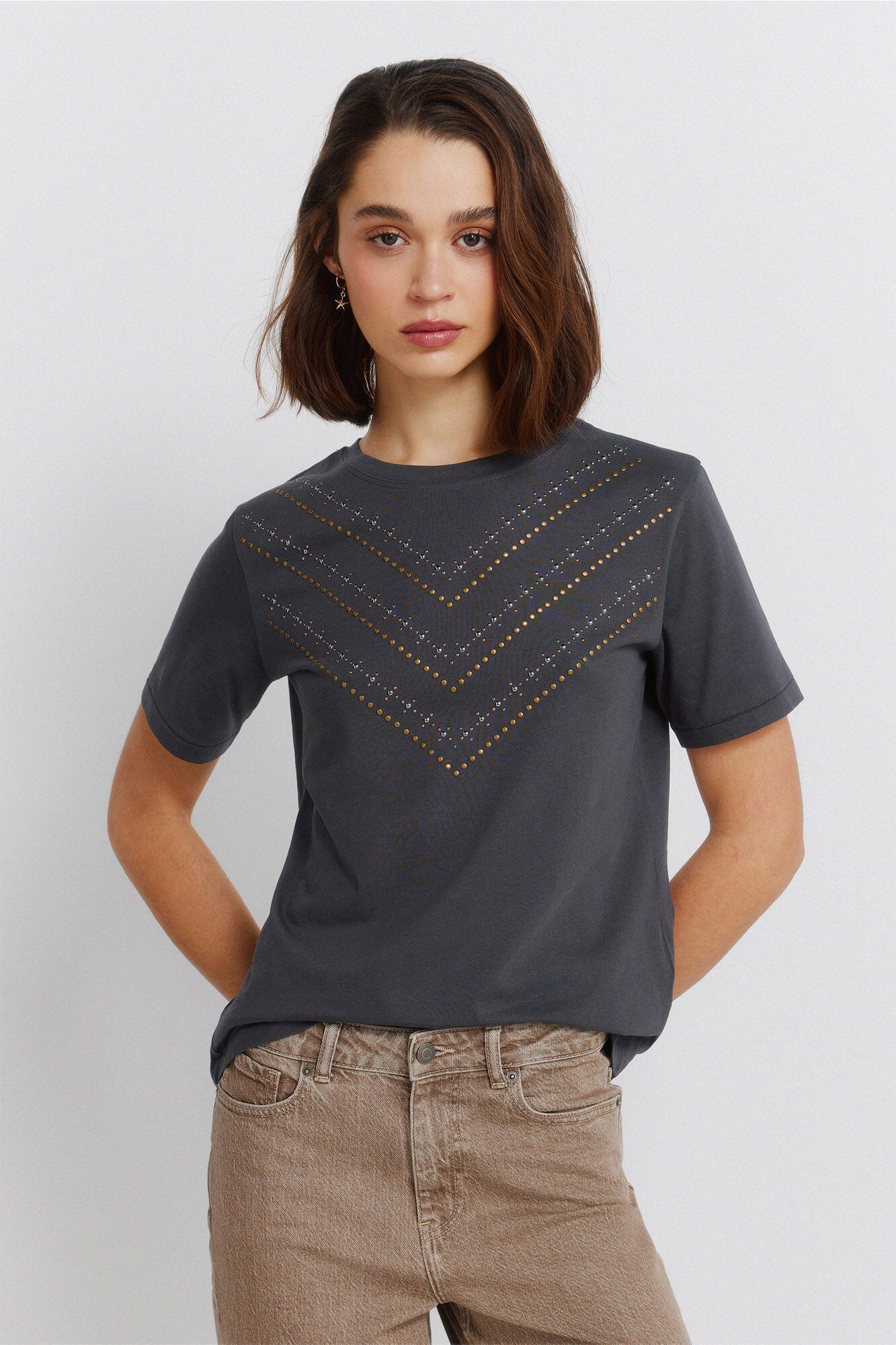 Springfield Camiseta manga corta tachas