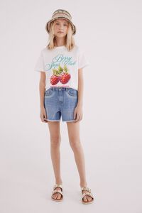 Springfield Kids Shorts denim bordado étnicos para meninas