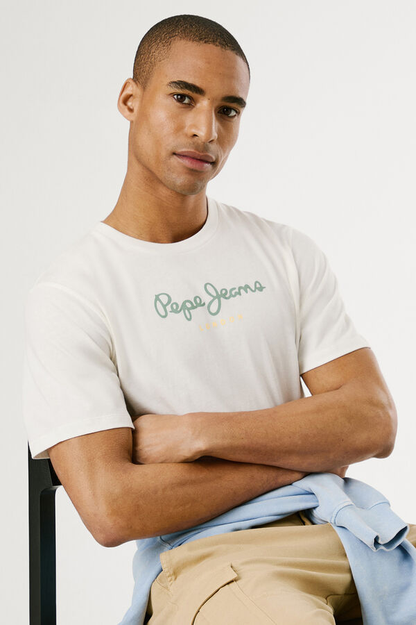 Pepe Jeans Camiseta de manga curta com logo frontal. branco