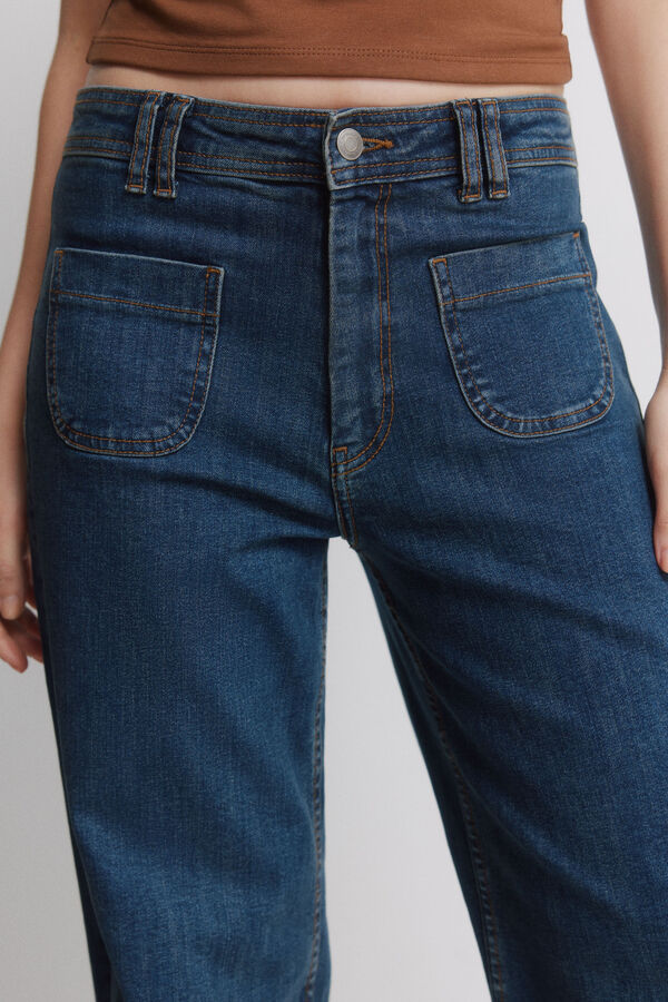 Springfield Jeans super largos de cintura alta azul