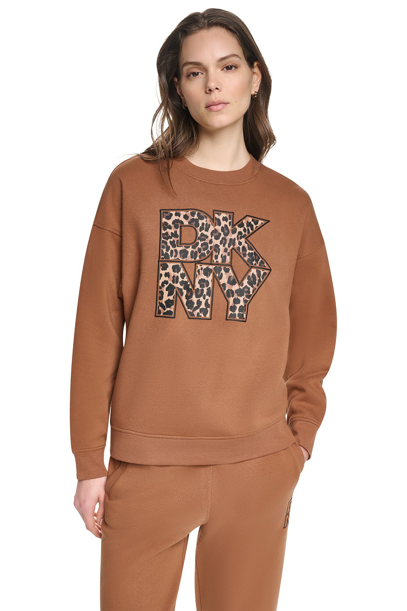 DKNY Sweatshirt gola redonda com logo animal print