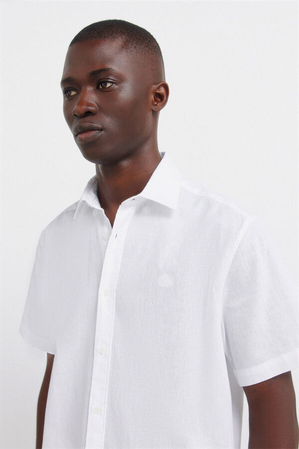 Springfield Camisa de manga curta em linho branco