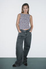 Springfield Top floral ajustado preto