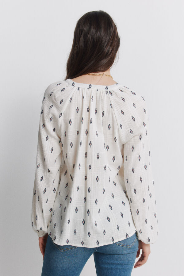 Springfield Blusa com bordados de renda bege