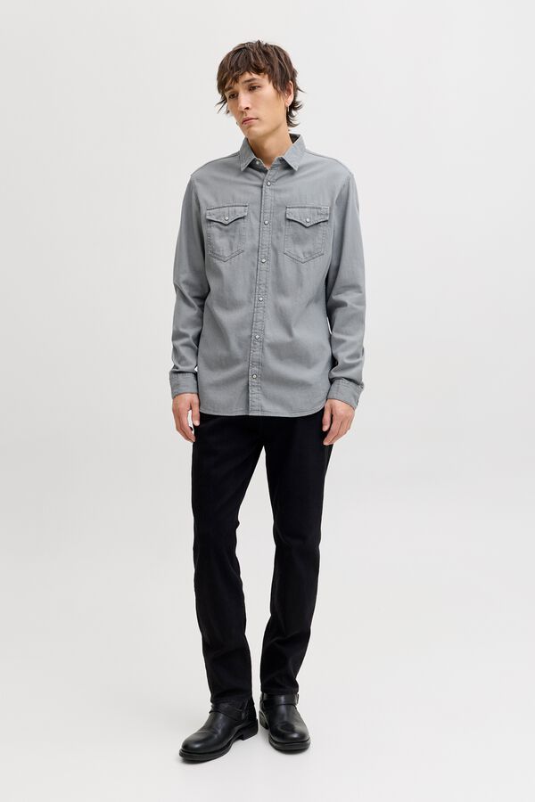 Jack & Jones Camisa de ganga regular cinzento