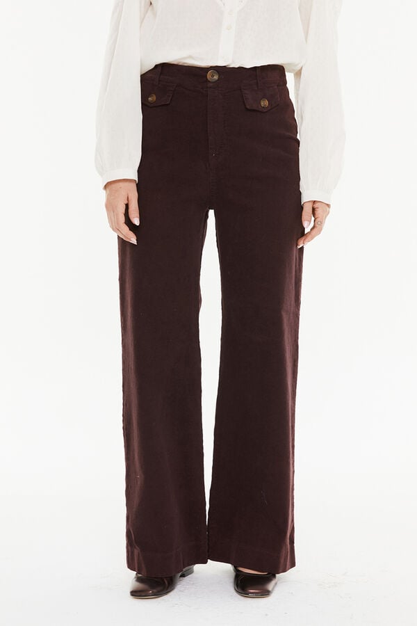 System Action Calça de veludo cotelê estampado