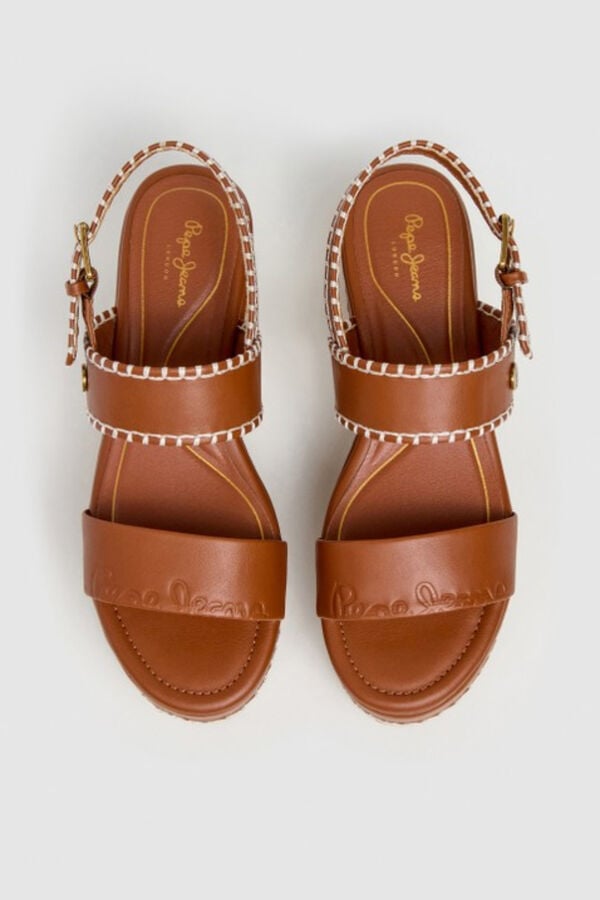 Pepe Jeans Sand&aacute;lias de cunha com fecho no tornozelo vison